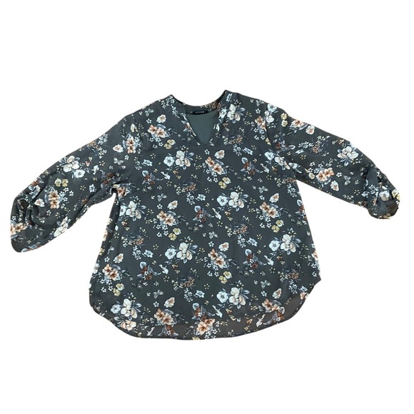 Papermoon Tops - Papermoon V-Neck Floral 3/4 Sleeve Womens Top Blouse Size 2X